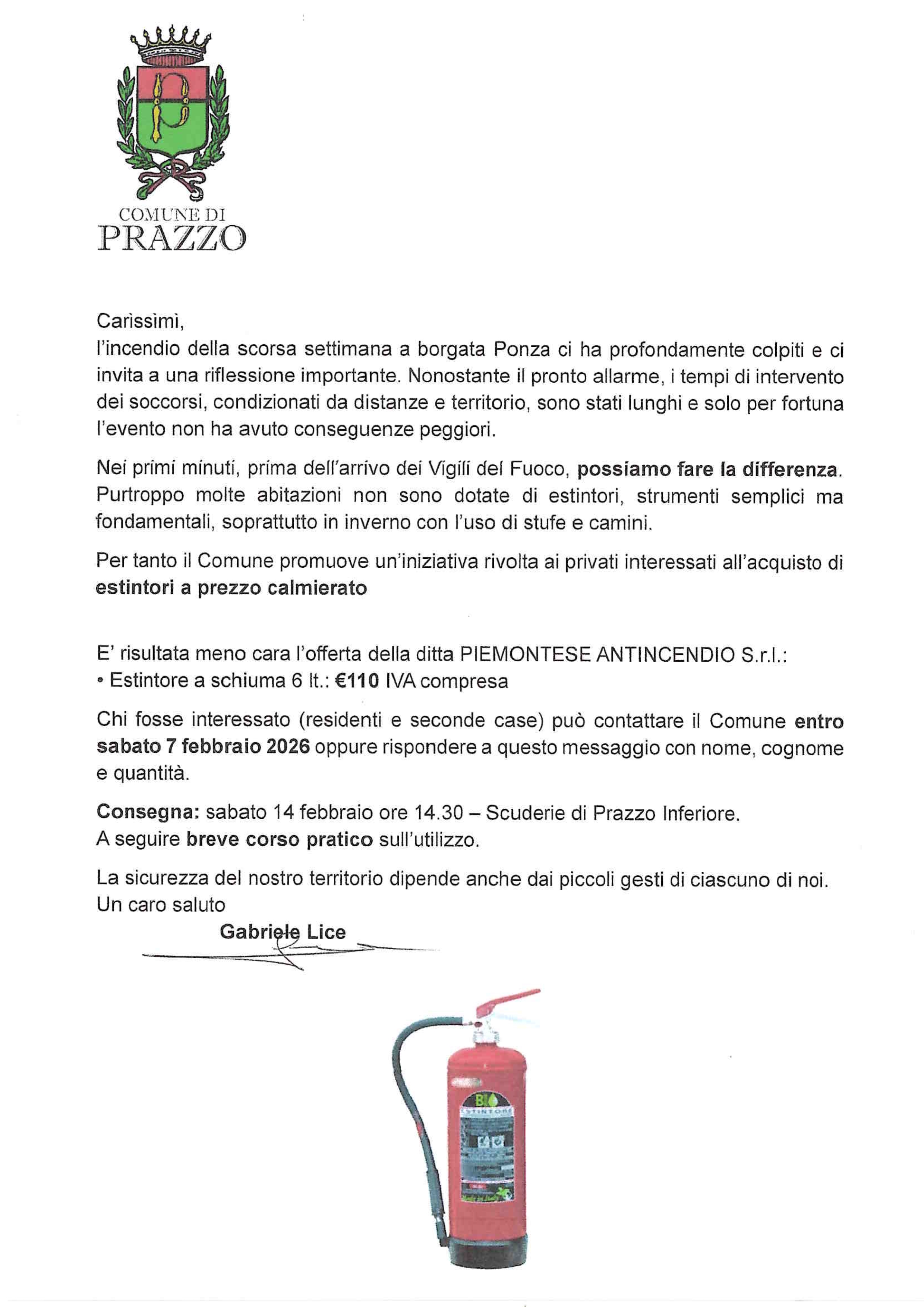 Avviso alla popolazione