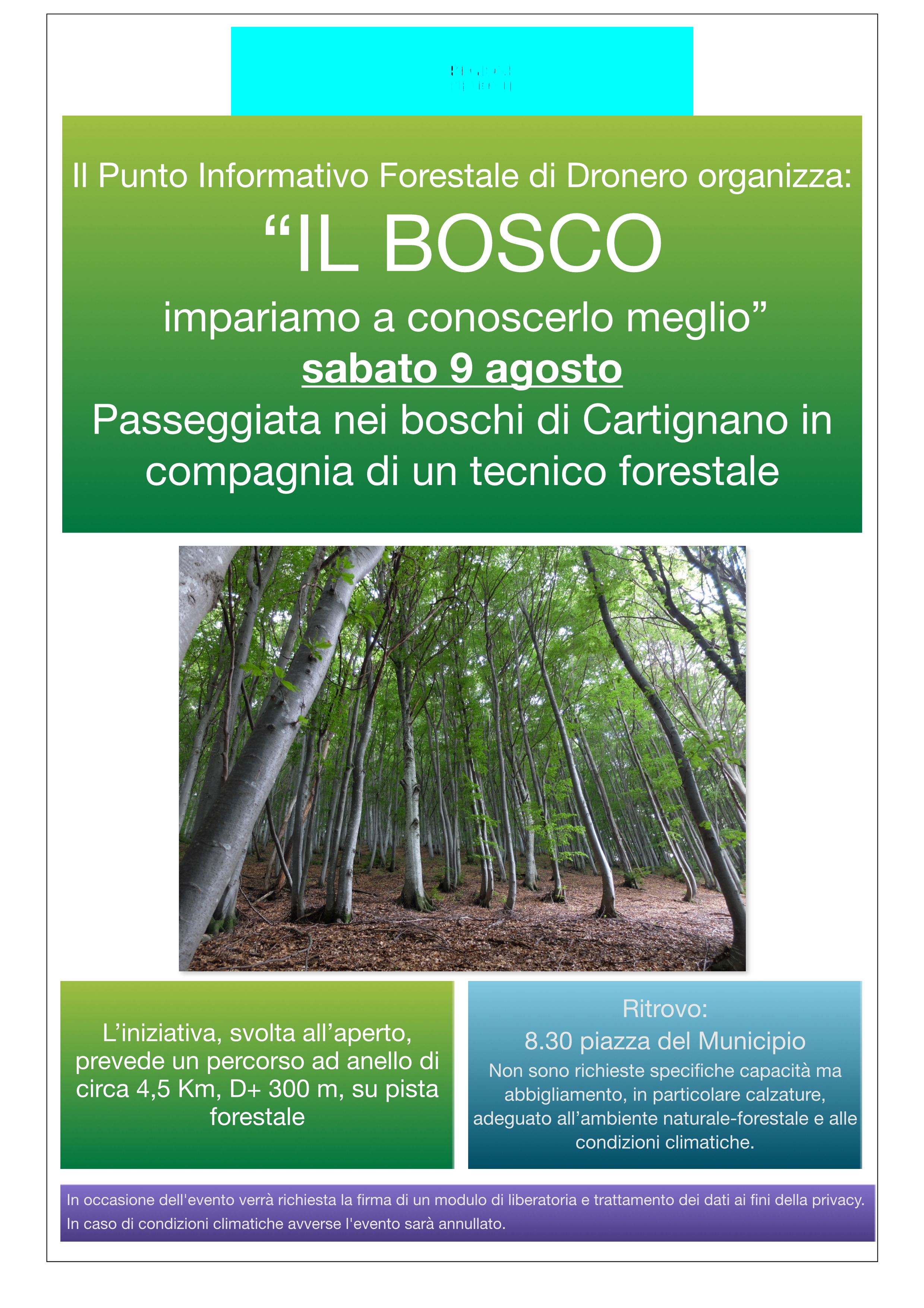 Camminata nei boschi di Cartignano (CN) dal titolo "IL BOSCO - impariamo a consocerlo meglio" - 09/08/2025
